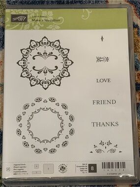 Stampin' Up! Make a Medallion Clear Stamp Set - Olive and White